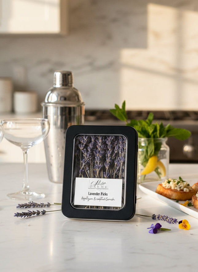 lavender garnishing picks