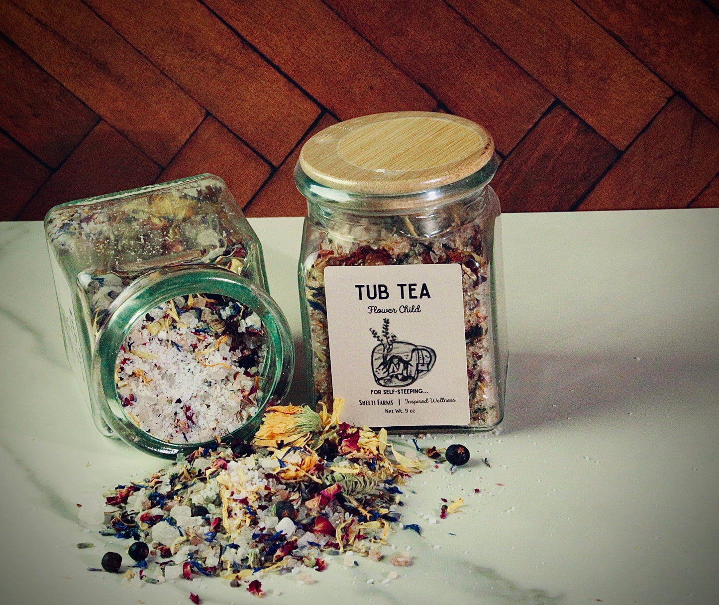 tub tea soaking salts jar