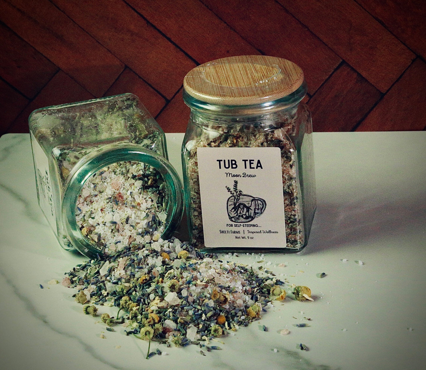 tub tea soaking salts jar