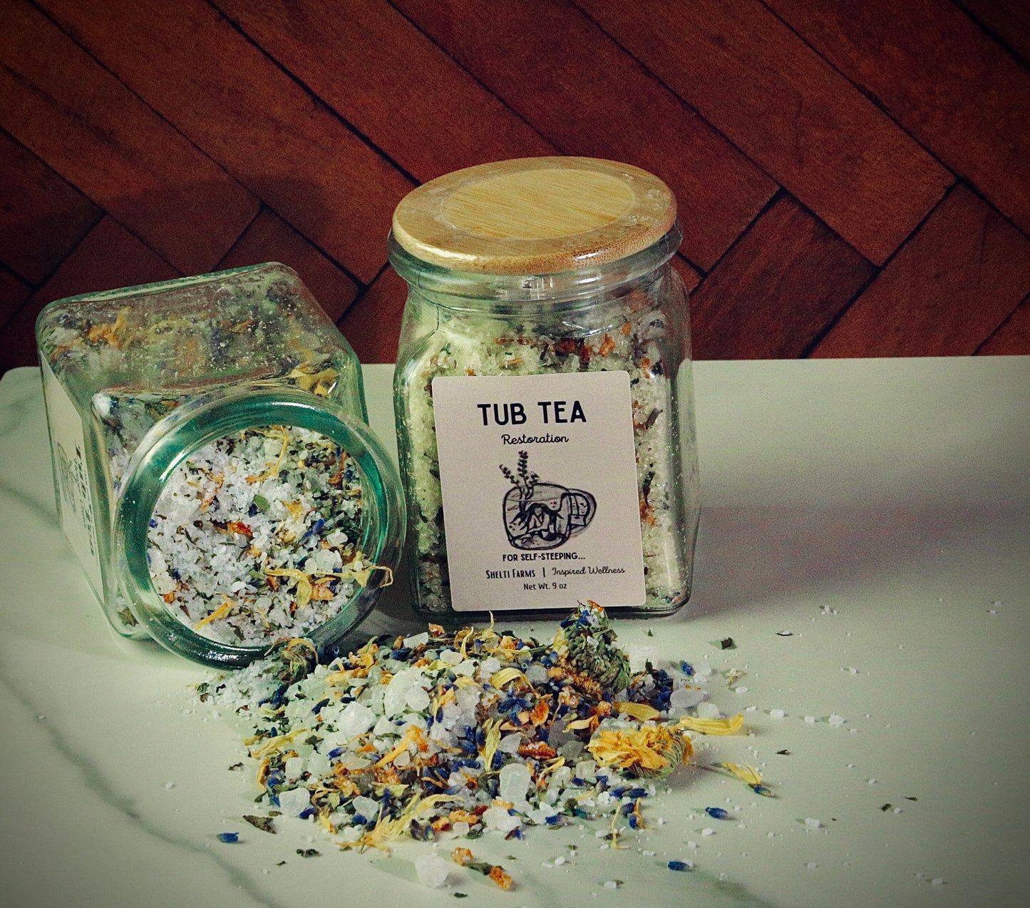 tub tea soaking salts jar